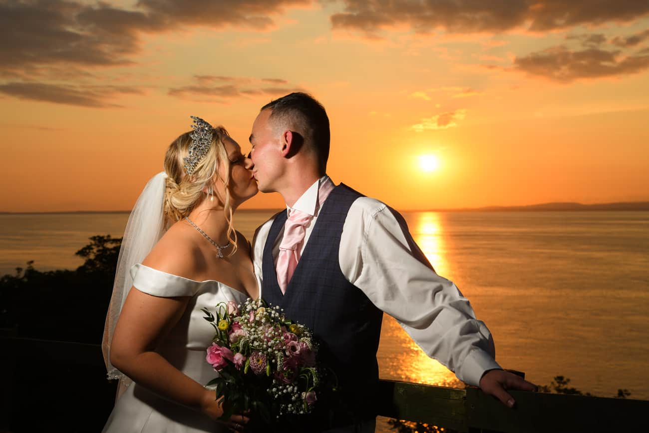 Bride & Groom Sunset wedding photography at Walton Park Hotel