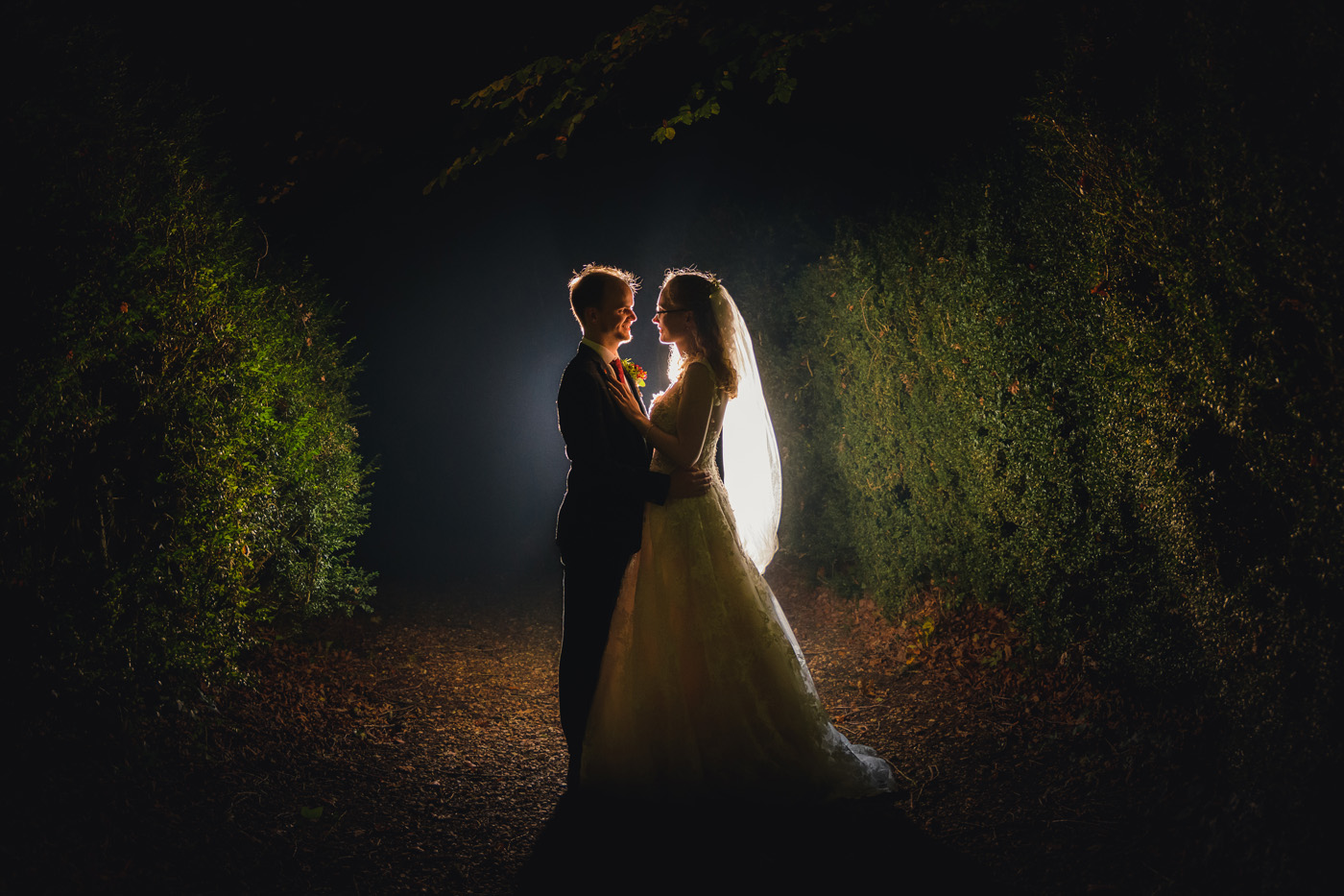 Night time, wedding photography at Pennard House