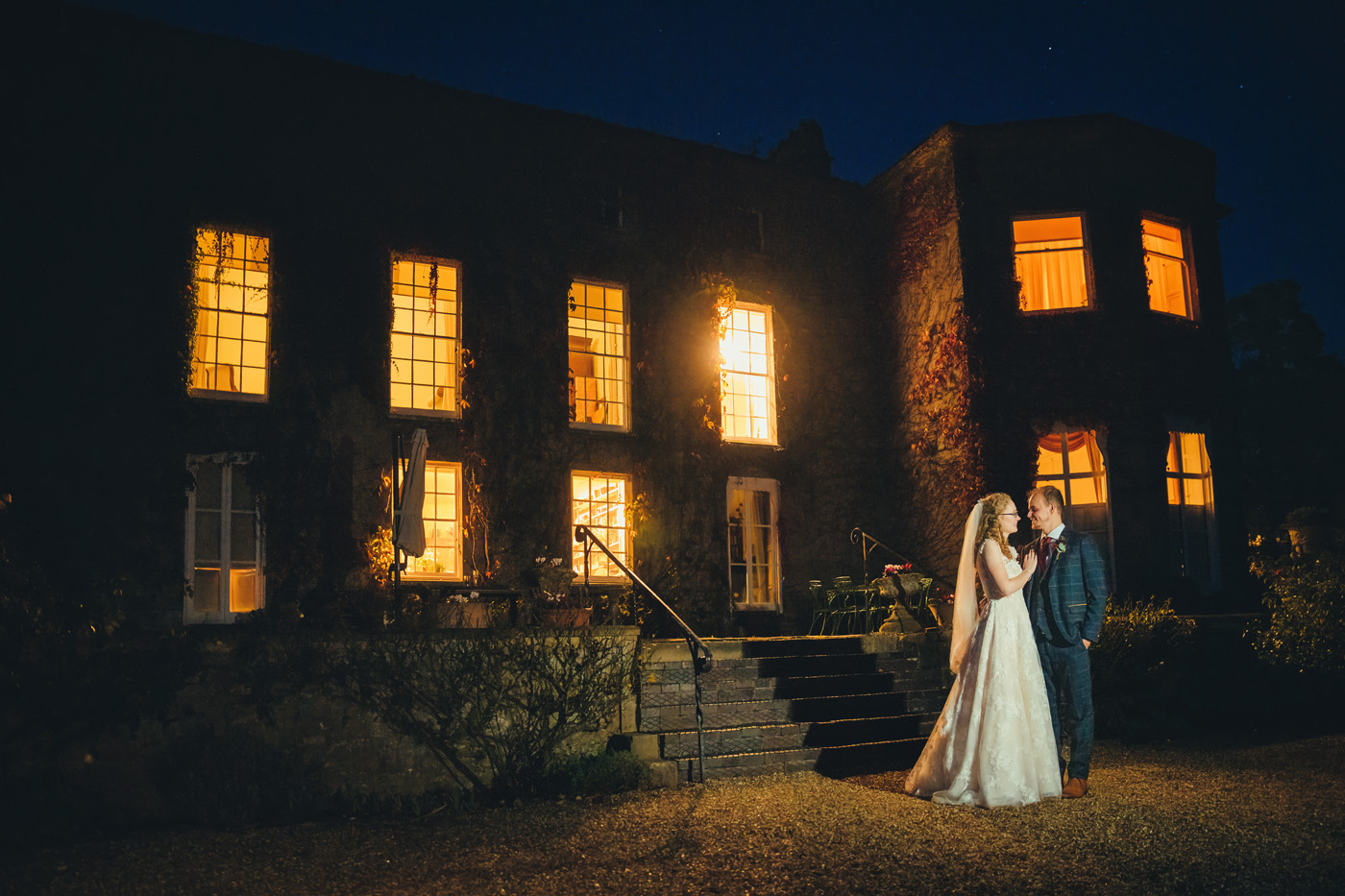Nighttime Wedding Photography at Pennard House