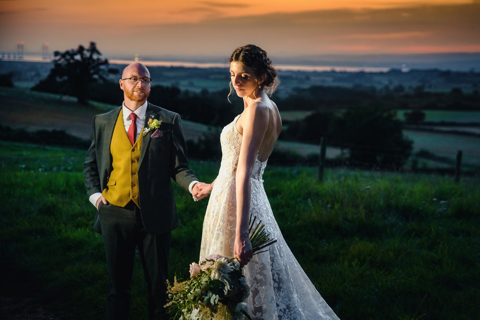 Creative Bride & Groom wedding photography at the barn old down estate